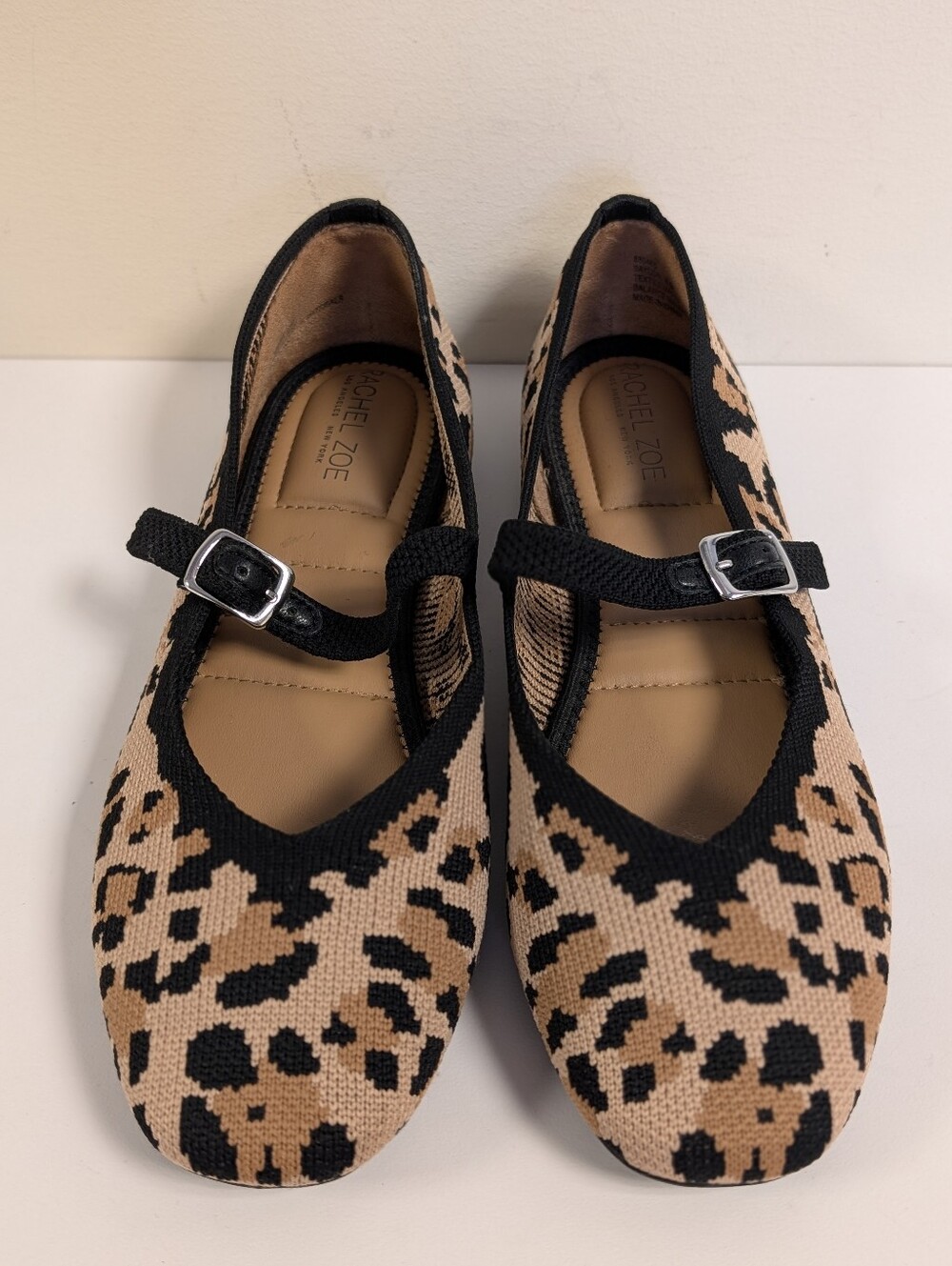 Rachel Zoe Saylor Leopard Print Knit Mary Jane Flats Size 8M - Picture 7 of 15